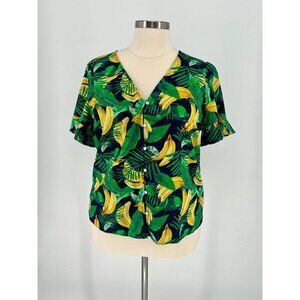 Old Navy - Banana Leaf Print Button-Up Shirt Short Sleeve Lightweight Relaxed Fi